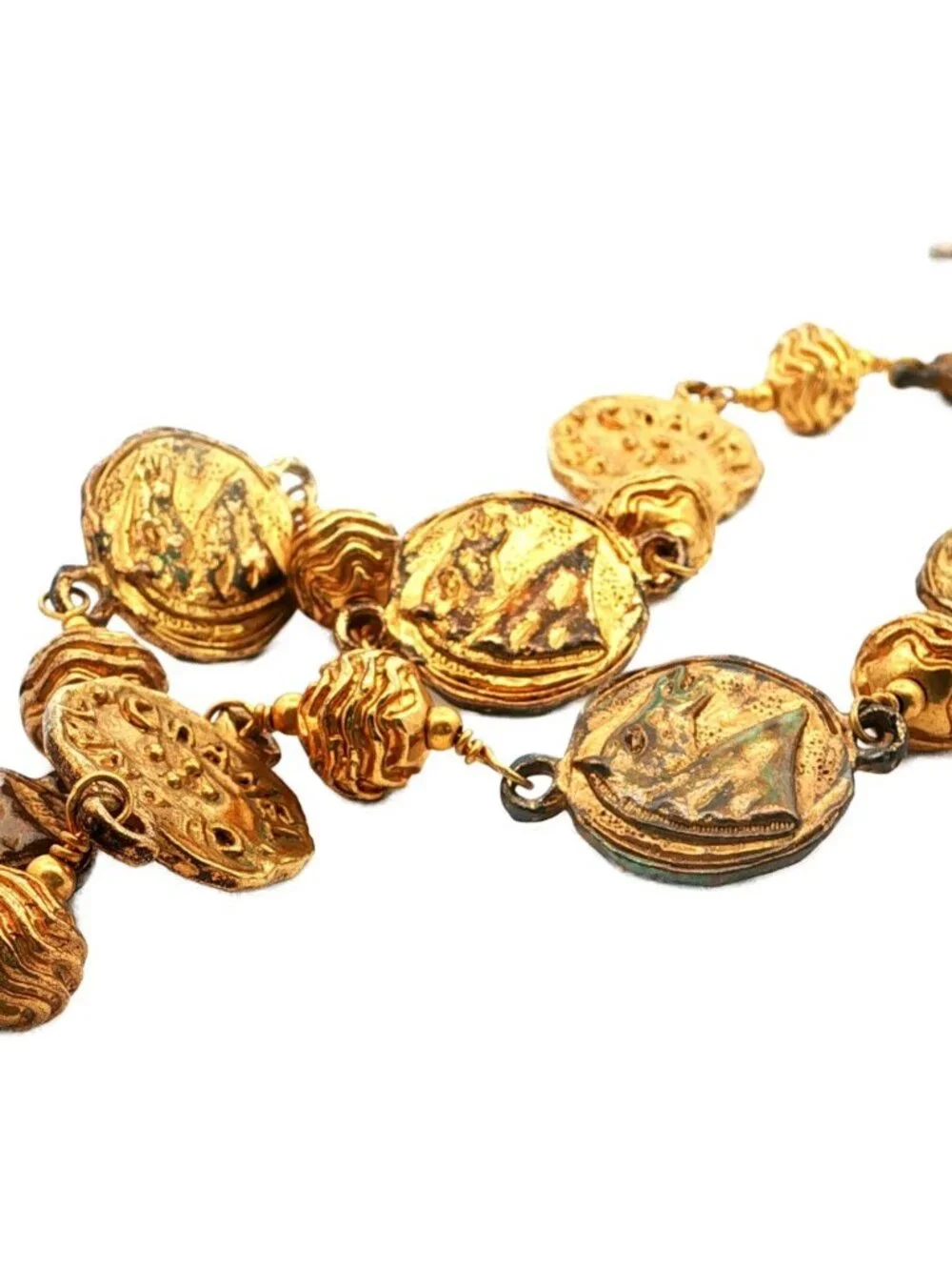 Chanel CC Logo Coin Motif Pendant Alloy Plated Gold